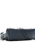 Chevre Silver Metallic Edge Hardware Mini City Bleu de Minuit