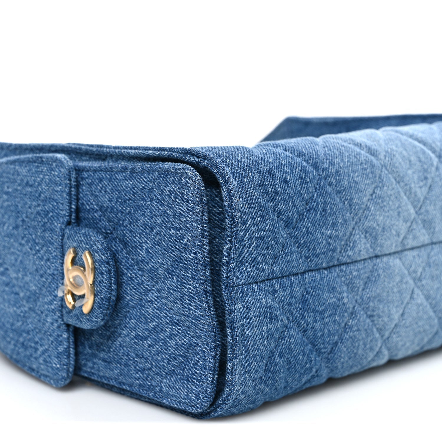Washed Denim Quilted Mini CHNL 25 Handbag Blue