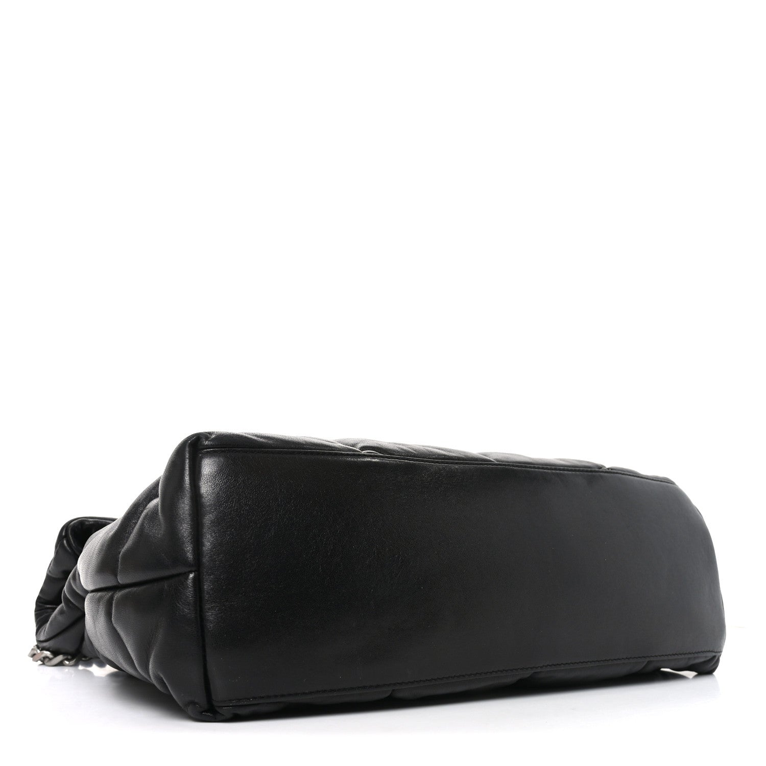 Lambskin Quilted Medium Loulou Puffer Monogram Chain Satchel Black