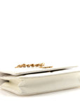 Shiny Crumpled Calfskin Quilted CHNL 19 Wallet On Chain WOC White