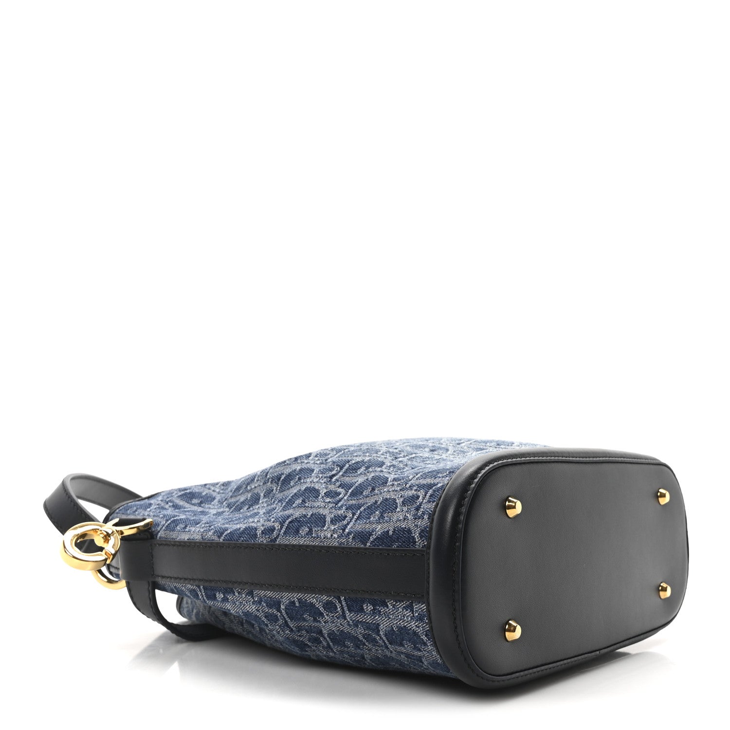 Denim Jacquard Oblique C'est D1OR Bucket Bag Blue