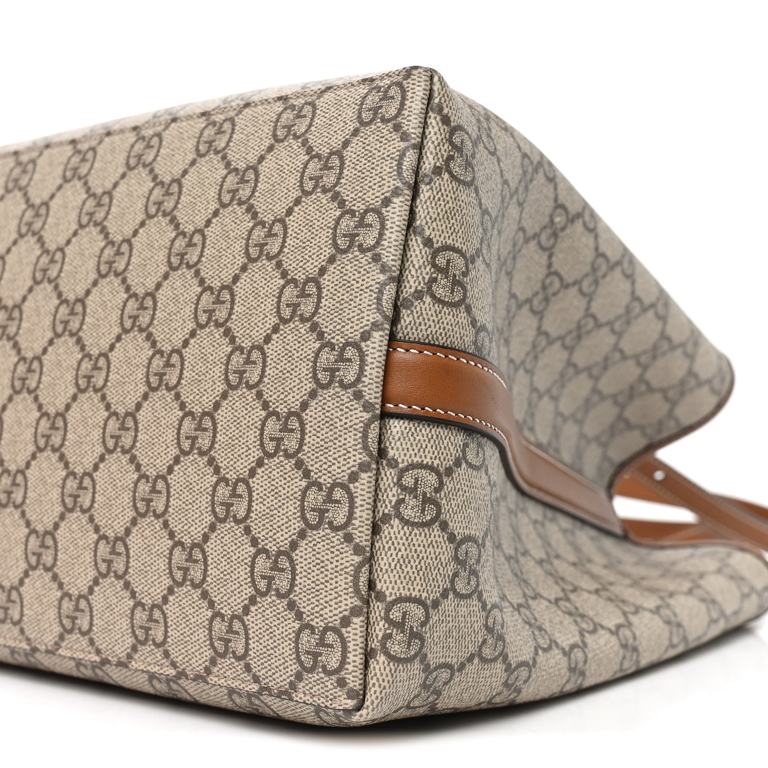 GG Supreme Monogram Emblem Large Tote Bag Beige Dark Brown