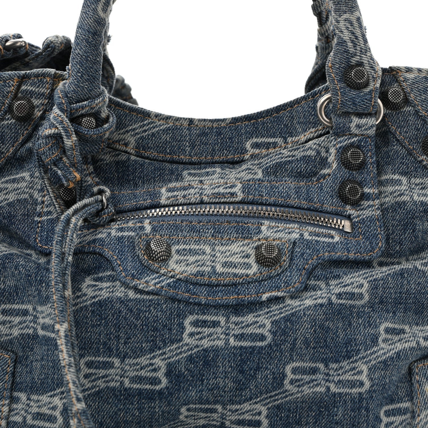 Denim BB Monogram Neo Cagole City Handbag Blue