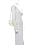 Iridescent Lambskin Quilted Medium Double Flap Ivory