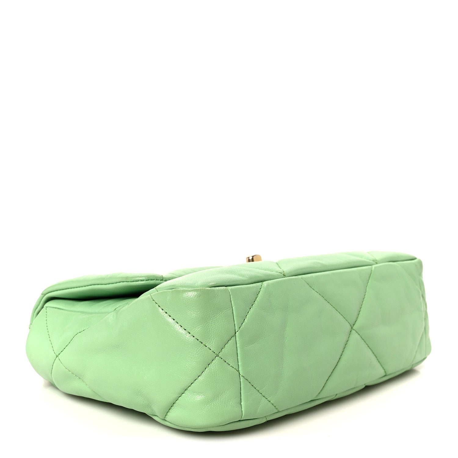 Goatskin Quilted Medium CHNL 19 Flap Light Green