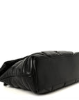 Lambskin Quilted Monogram Monochrome Medium Loulou Puffer Chain Satchel Black