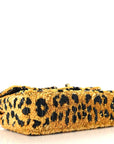 Sequin Mixed Fibers Leopard Print Mini Rectangular Flap Black Orange