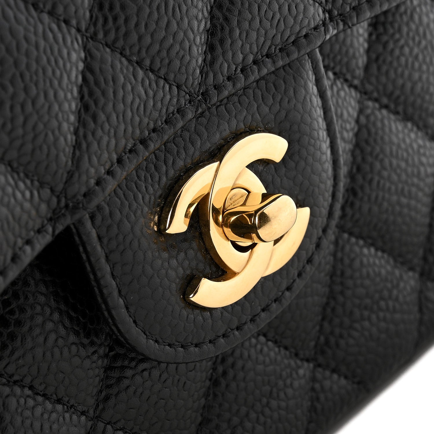 Caviar Quilted Small Double Flap Black