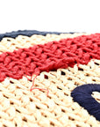 Raffia Crochet Stripe Tote Natural Blue