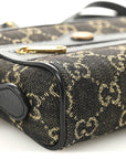 Jacquard Black Denim GG Monogram Textured Dollar Calfskin Mini Ophidia Shoulder Bag Black Ivory