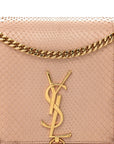 Snakeskin Medium Classic Monogram Kate Tassel Satchel Beige