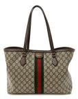 GG Supreme Monogram Medium Ophidia Shopping Tote Brown