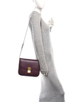 Box Calfskin Medium Classic Box Flap Bag Burgundy