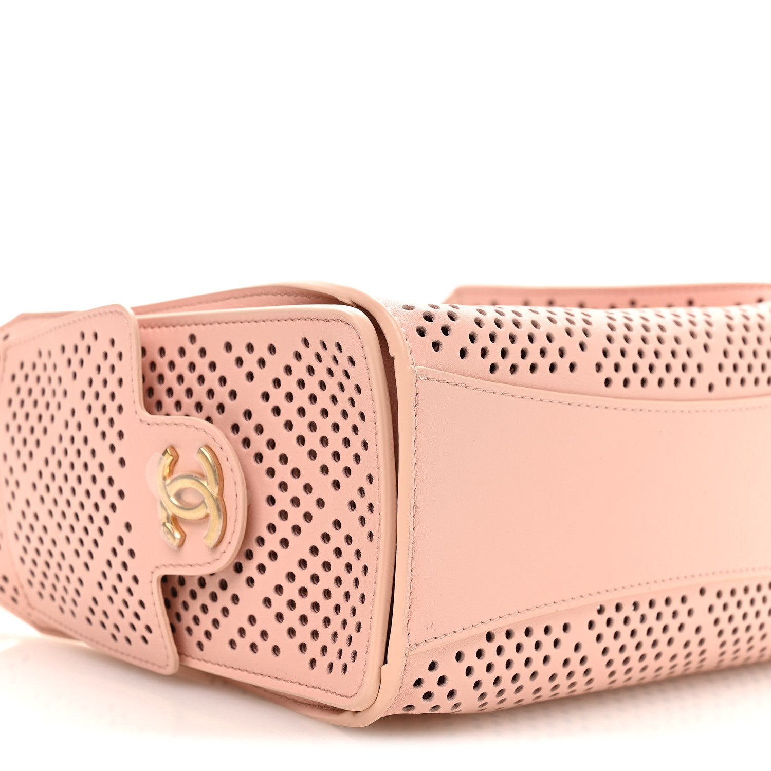 Perforated Calfskin Quilted Mini CHNL 25 Handbag Light Pink