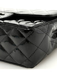 Patent Calfskin Quilted Mini Rectangular Flap So Black