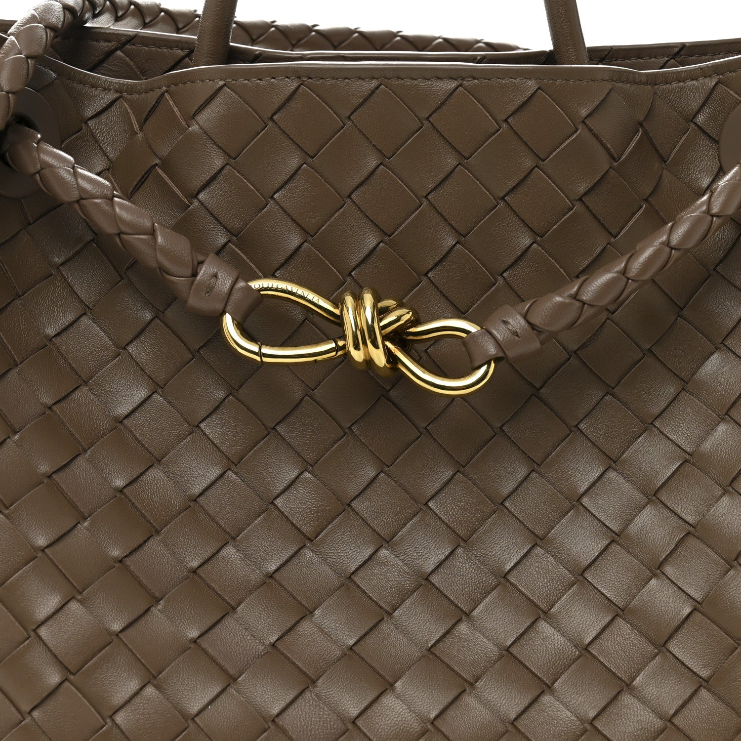Nappa Intrecciato Medium Andiamo Shoulder Bag Taupe Grey