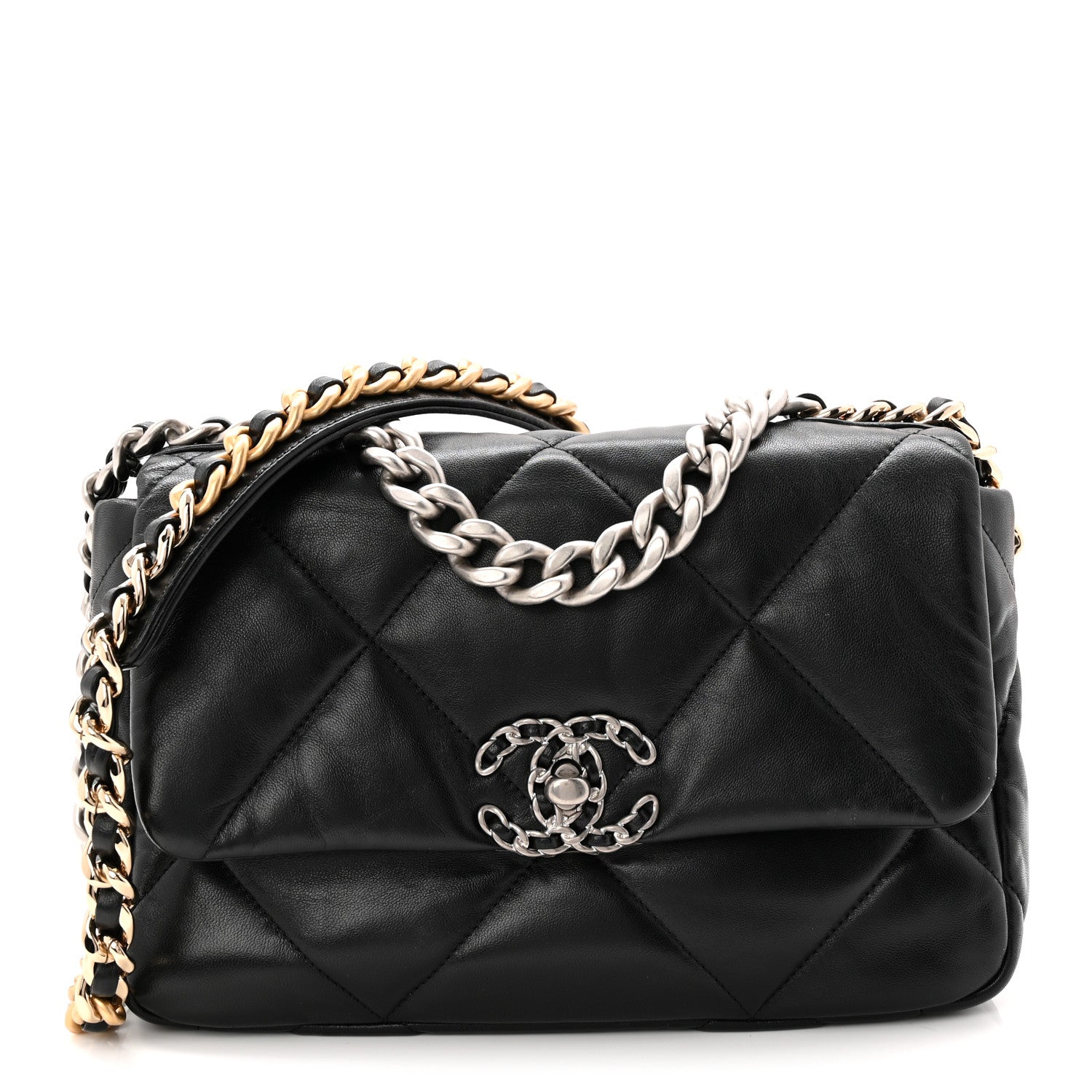 Lambskin Quilted Medium CHNL 19 Flap Black