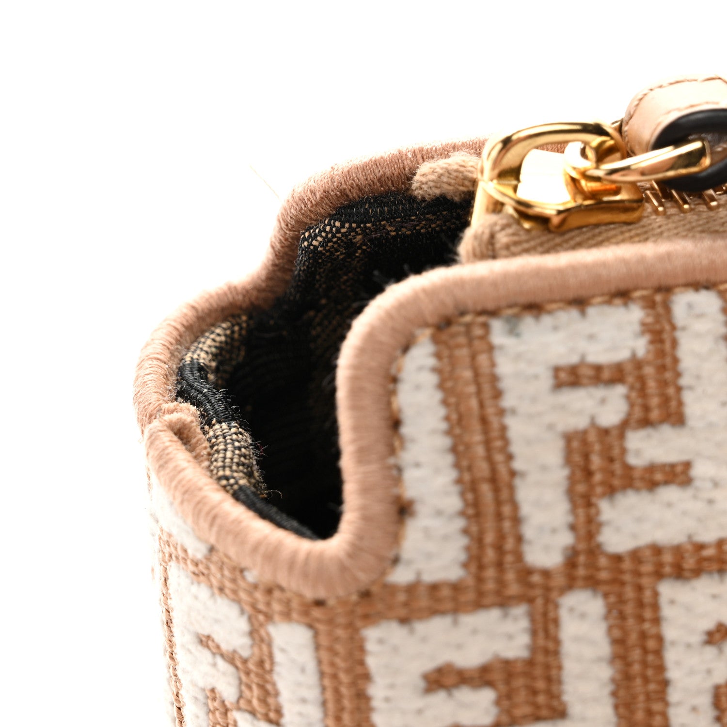 Raffia Chenille Vitello King Plexiglass Micro FF Mini By The Way Top Handle Boston Bag Naturale White