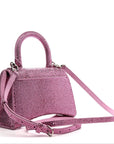 Strass Suede Hourglass Top Handle Bag XS Pink