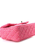 Wool Tweed Quilted Mini Rectangular Flap Dark Pink Fuchsia