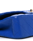 Lambskin Quilted Medium Double Flap Blue