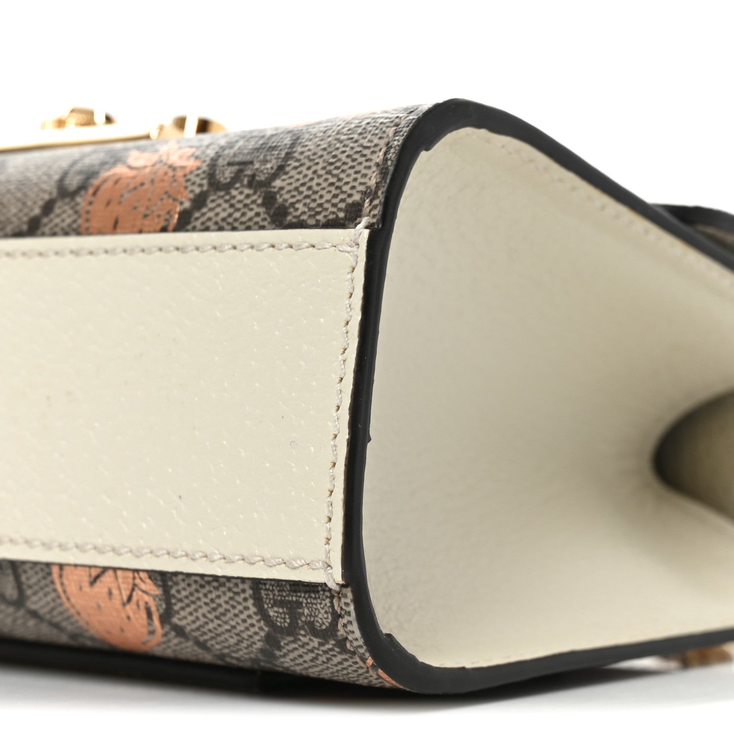GG Supreme Monogram Berry Textured Dollar Calfskin Small Padlock Shoulder Bag Beige Ebony Light Copper Mystic White
