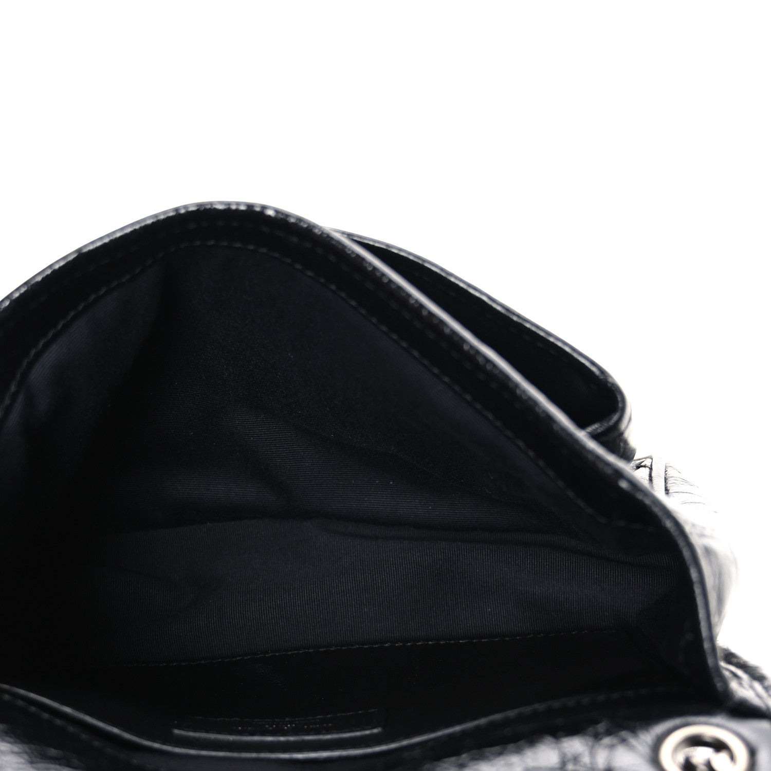 Crinkled Calfskin Matelasse Monogram Baby Niki Chain Satchel Black