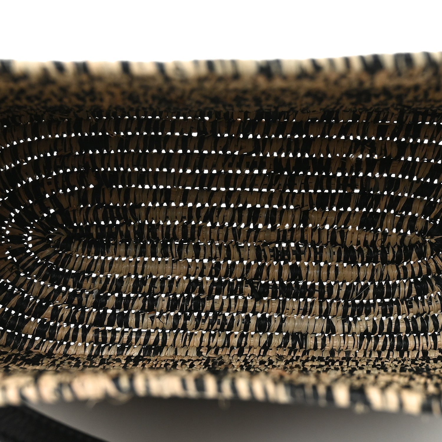 Raffia Small Square Basket Tote Bag Black Natural
