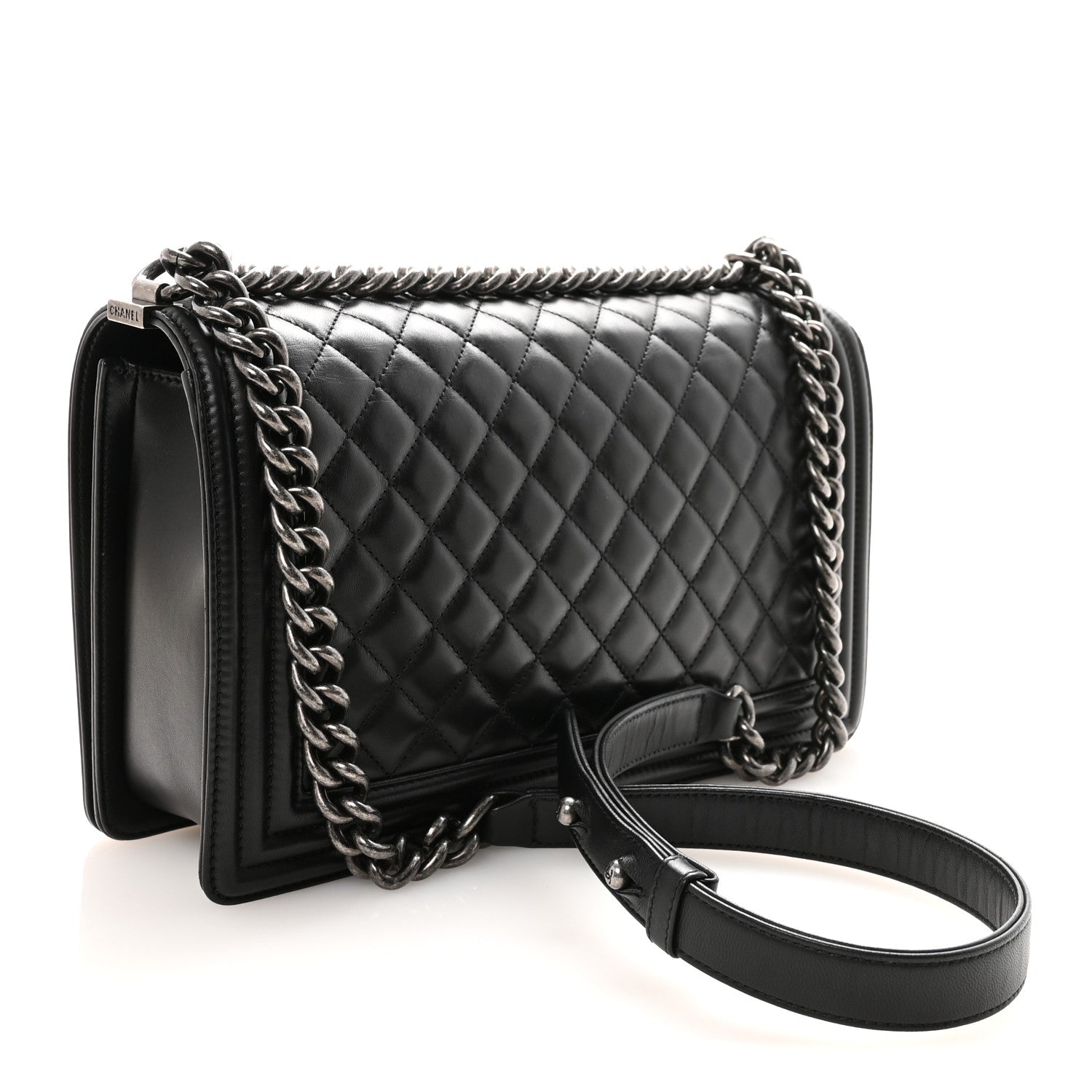 Lambskin Quilted New Medium Boy Flap Black