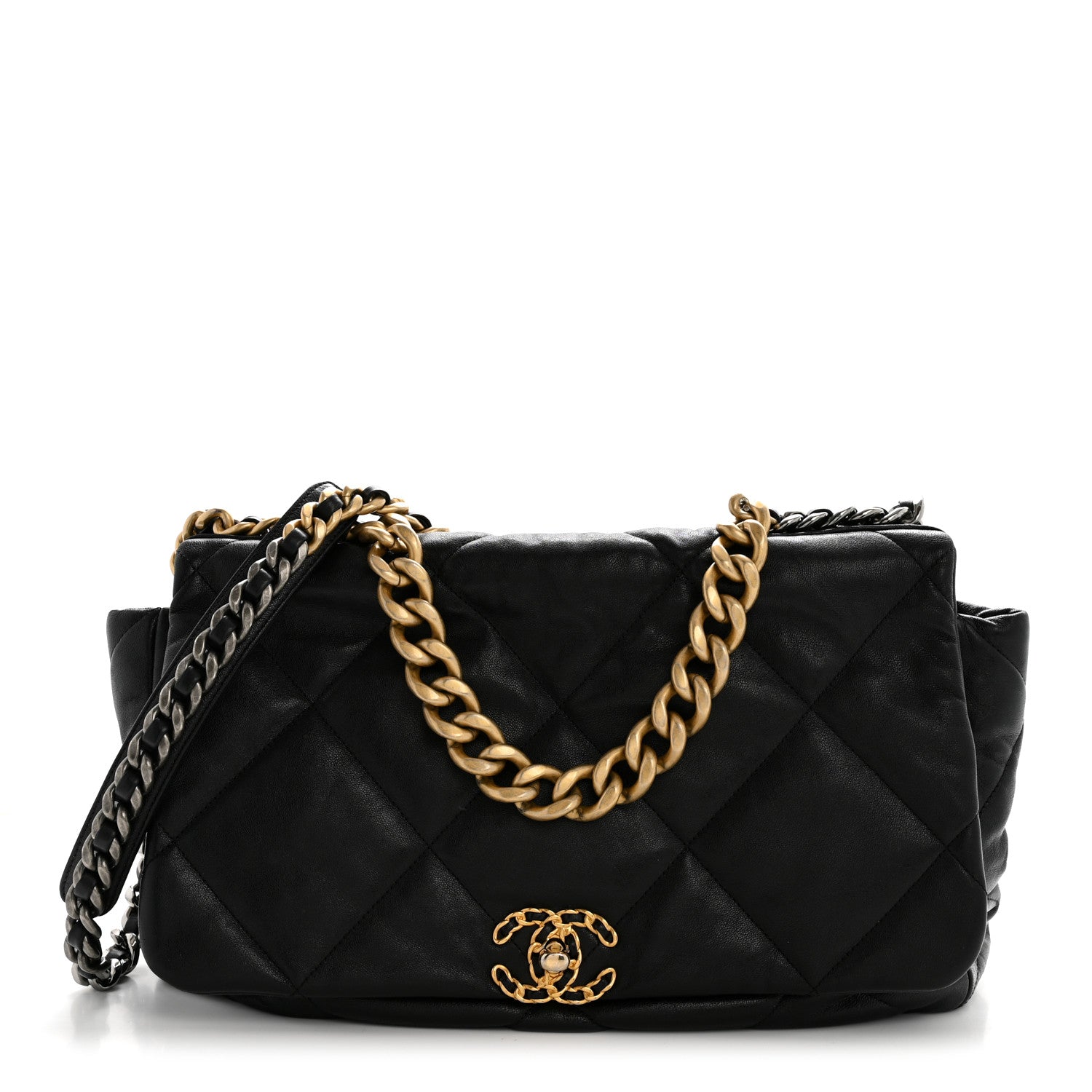 Goatskin Quilted Maxi CHNL 19 Flap Black