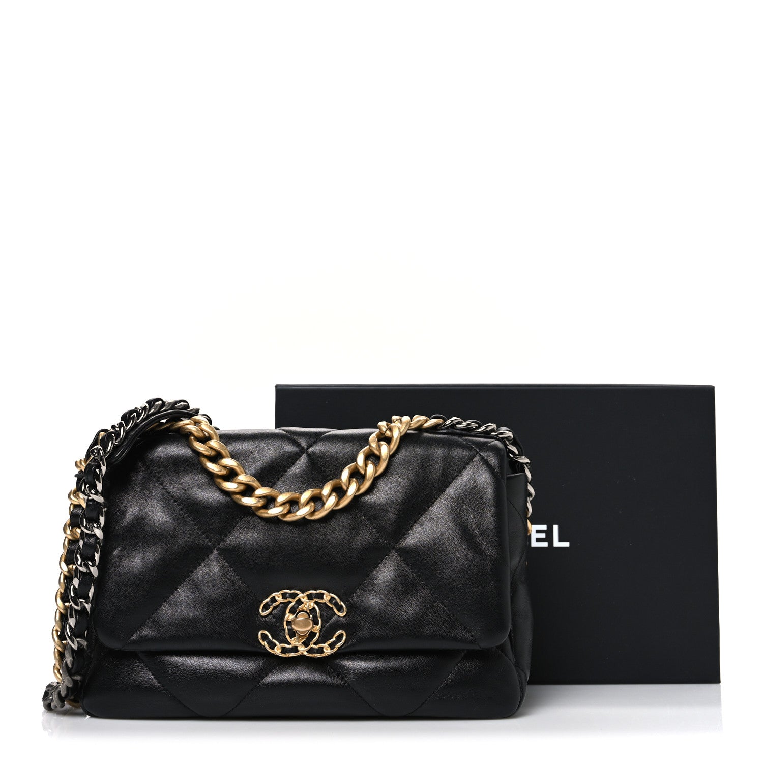 Lambskin Quilted Medium CHNL 19 Flap Black