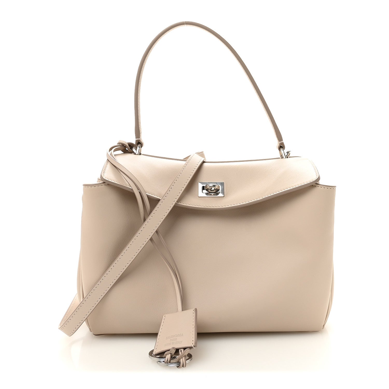 Natural Smooth Calfskin Small Rodeo Top Handle Handbag Almond