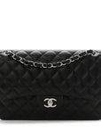 Lambskin Quilted Jumbo Double Flap Black