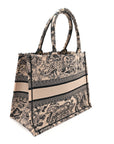 Canvas Embroidered Medium D1ORiviera Toile De Jouy Book Tote Black