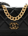 Lambskin Quilted CHNL 19 Wallet On Chain WOC Black