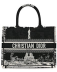Canvas Embroidered Medium Paris Book Tote Black White