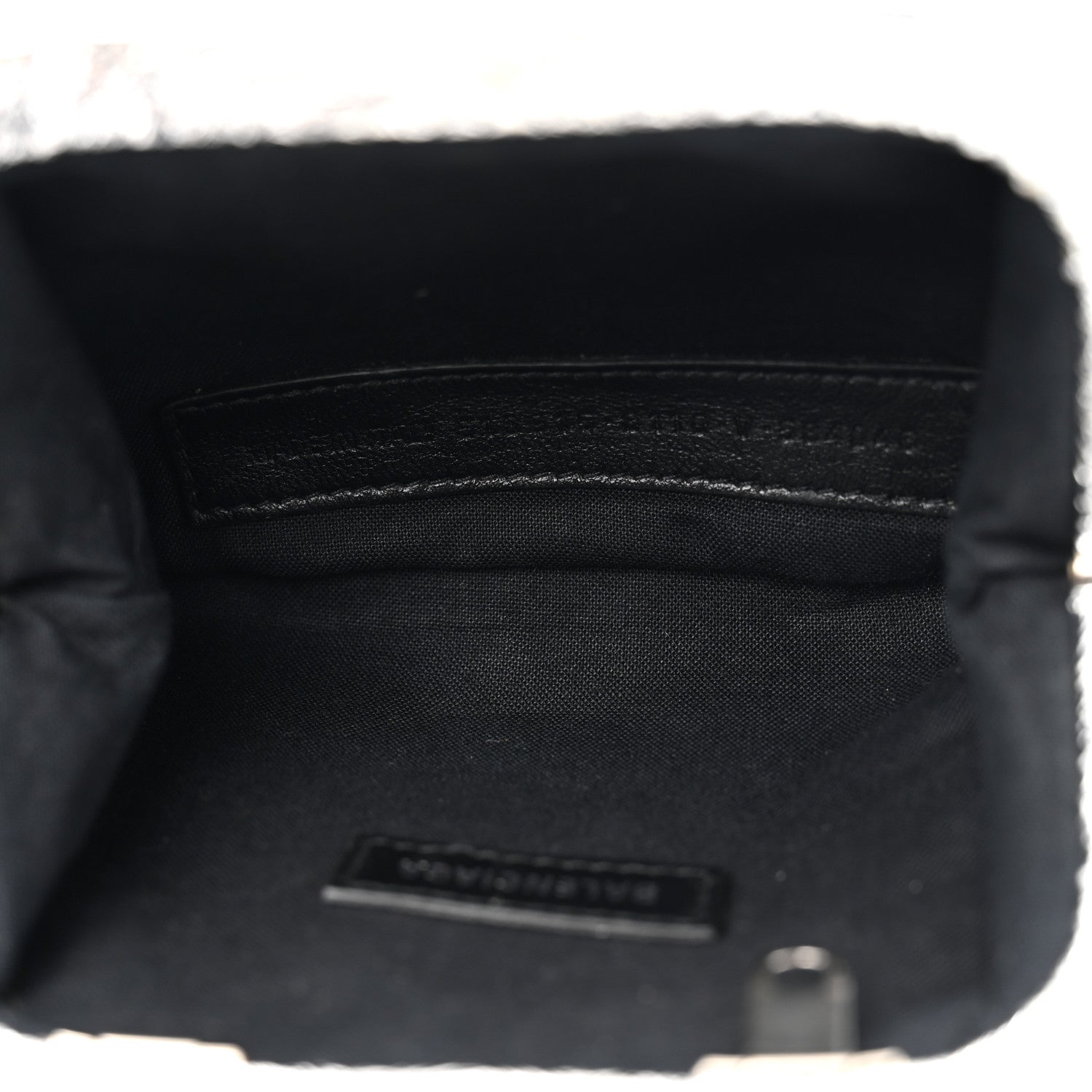 Metallic Textured Calfskin Logo Cloud Coin Purse With Strap Silver