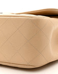 Caviar Quilted Jumbo Double Flap Light Beige