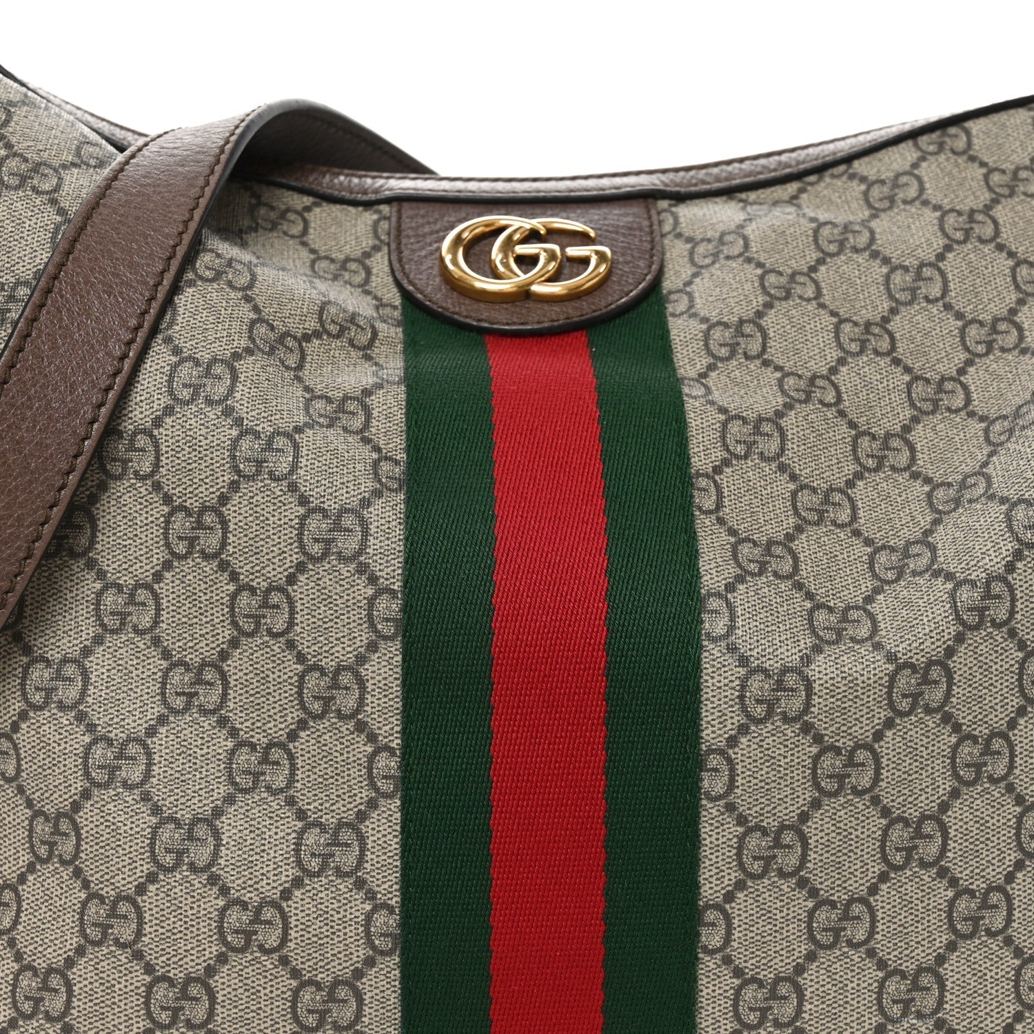 GG Supreme Monogram Web Ophidia Half Moon Hobo Brown
