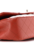 Lambskin Quilted Medium Double Flap Brown
