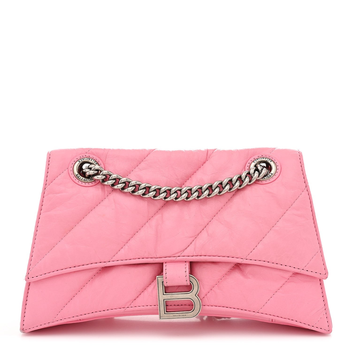 Crushed Calfskin Quilted Small Crush Chain Bag Sweet Pink