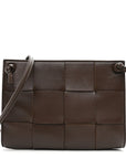 Lambskin Maxi Intrecciato Mini Cassette Crossbody Pouch Brown
