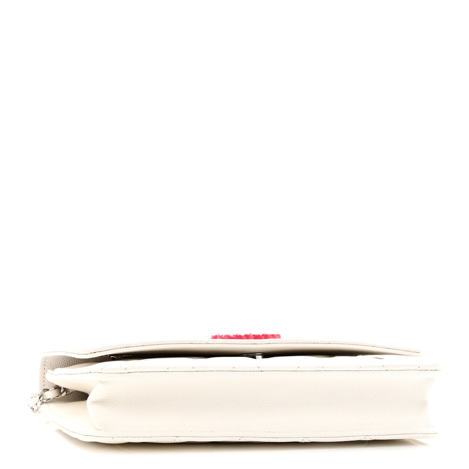 Caviar Quilted CHNL 19 Wallet On Chain WOC White Pink