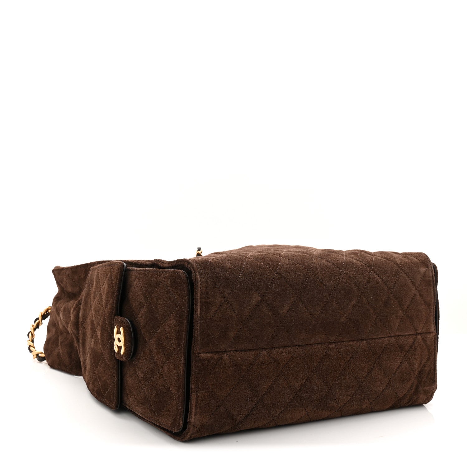 Suede Quilted Medium CHNL 25 Handbag Dark Brown