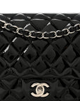 Patent Quilted Medium Double Flap Black