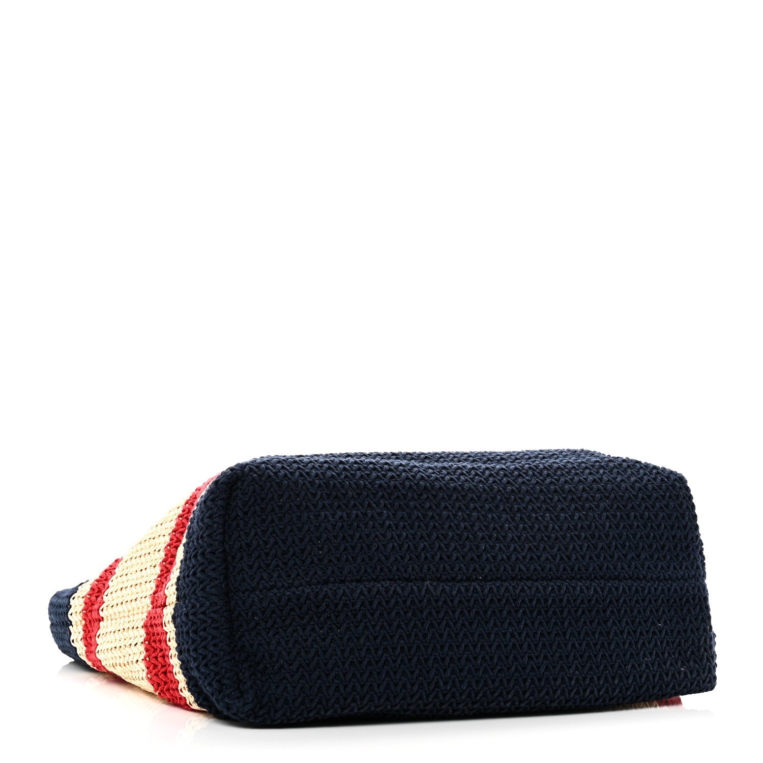 Raffia Crochet Stripe Tote Natural Blue