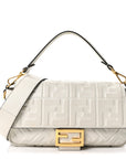 Nappa FF 1974 Embossed Baguette White