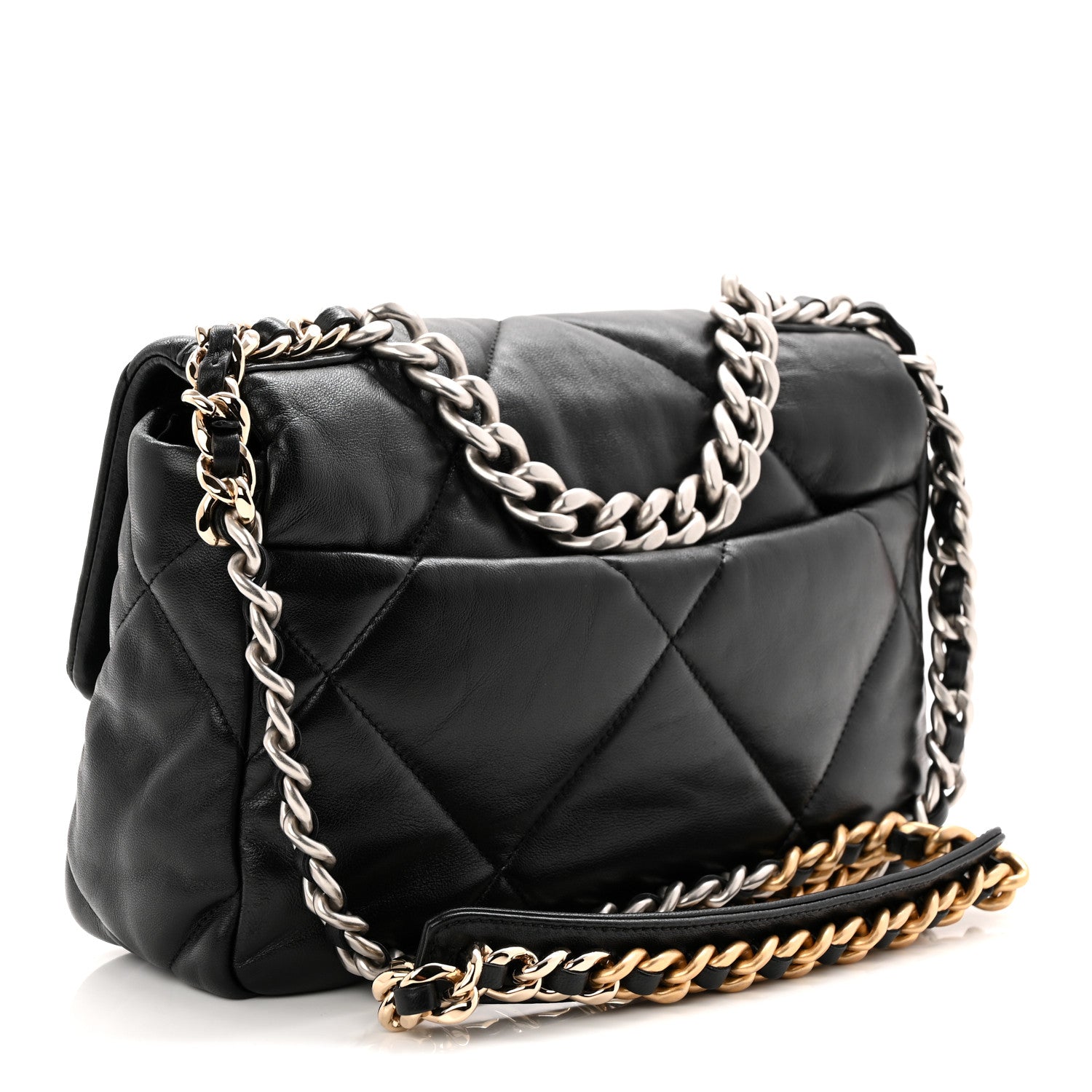 Lambskin Quilted Medium CHNL 19 Flap Black