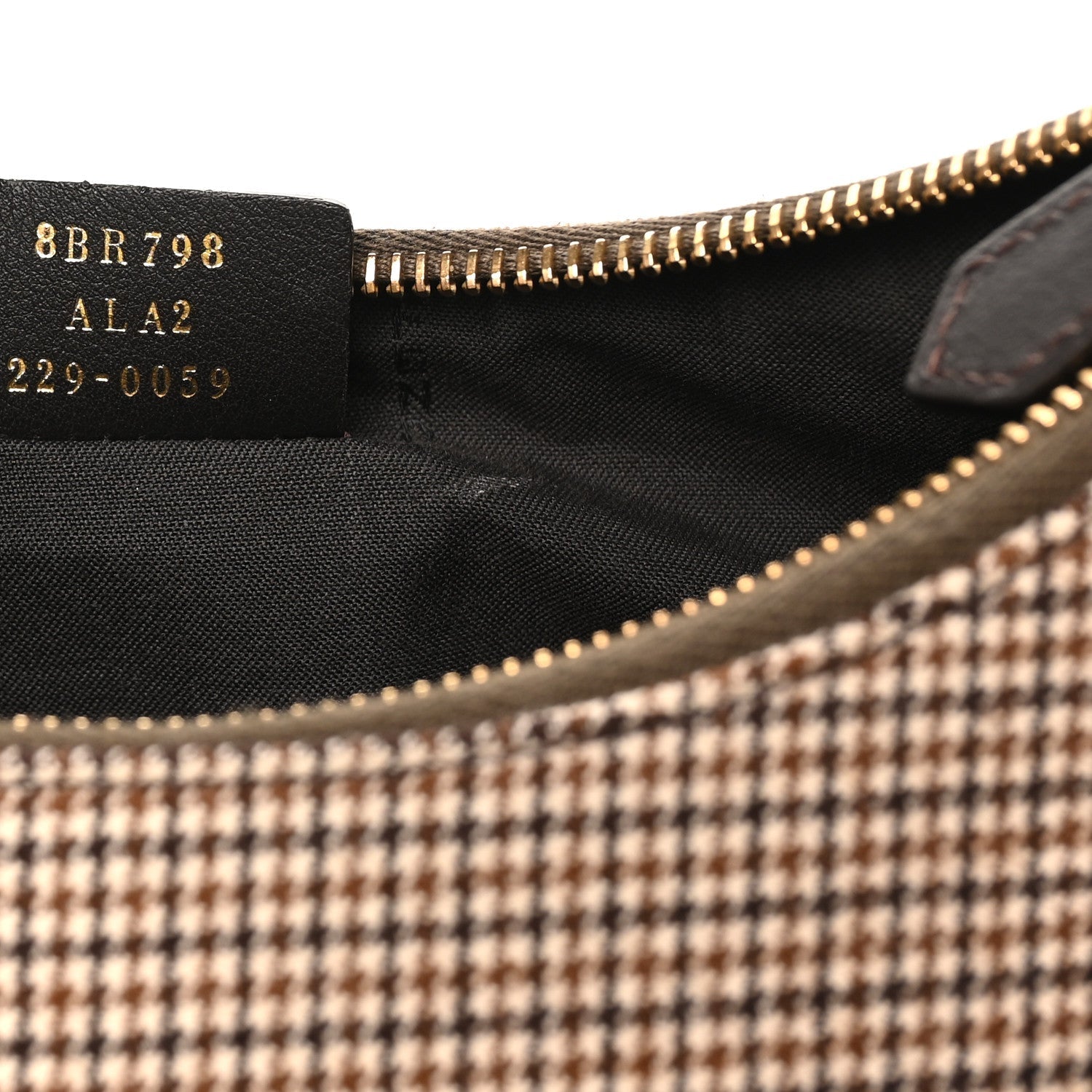 Wool Vitello Grace Small Houndstooth Small FNDIgraphy Hobo Bag Beige Ebano