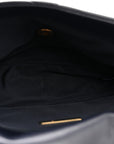 Goatskin Quilted Medium CHNL 19 Flap Navy Blue